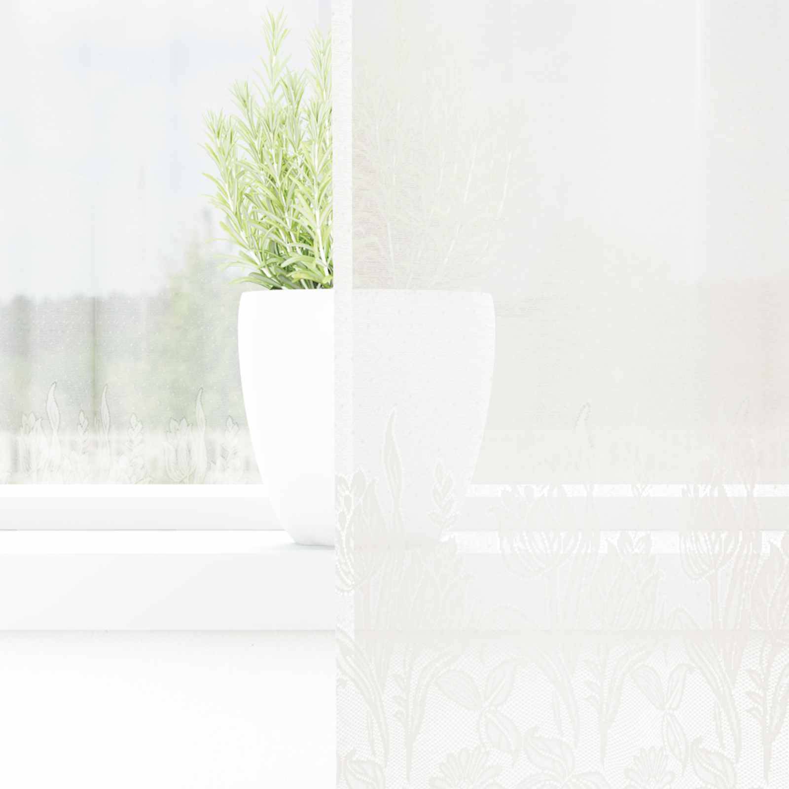 vidaXL Spitzenvorhang mit Vorhängen Floral Weiß 180 x 300 cm Polyester