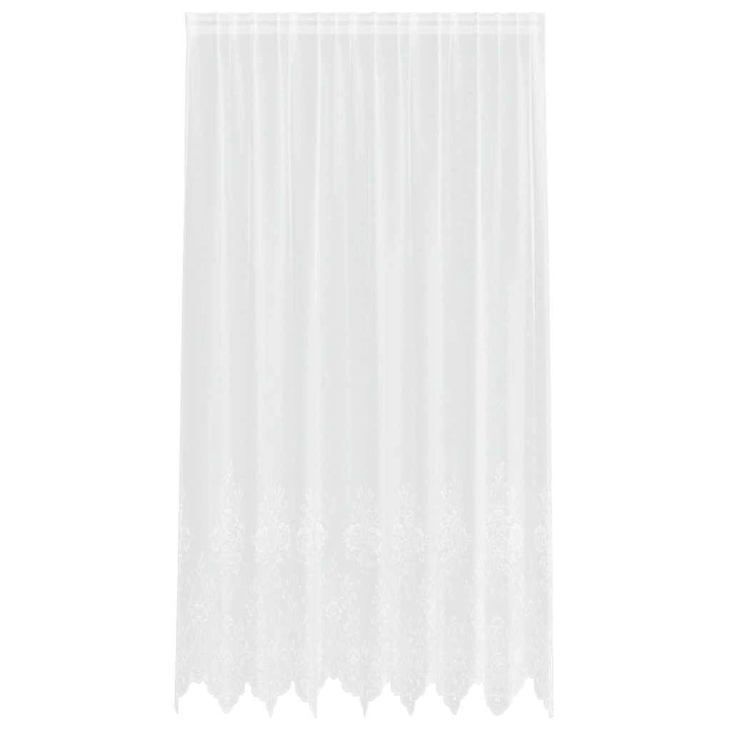 vidaXL Spitzenvorhang mit Vorhängen Floral Weiß 245 x 200 cm Polyester