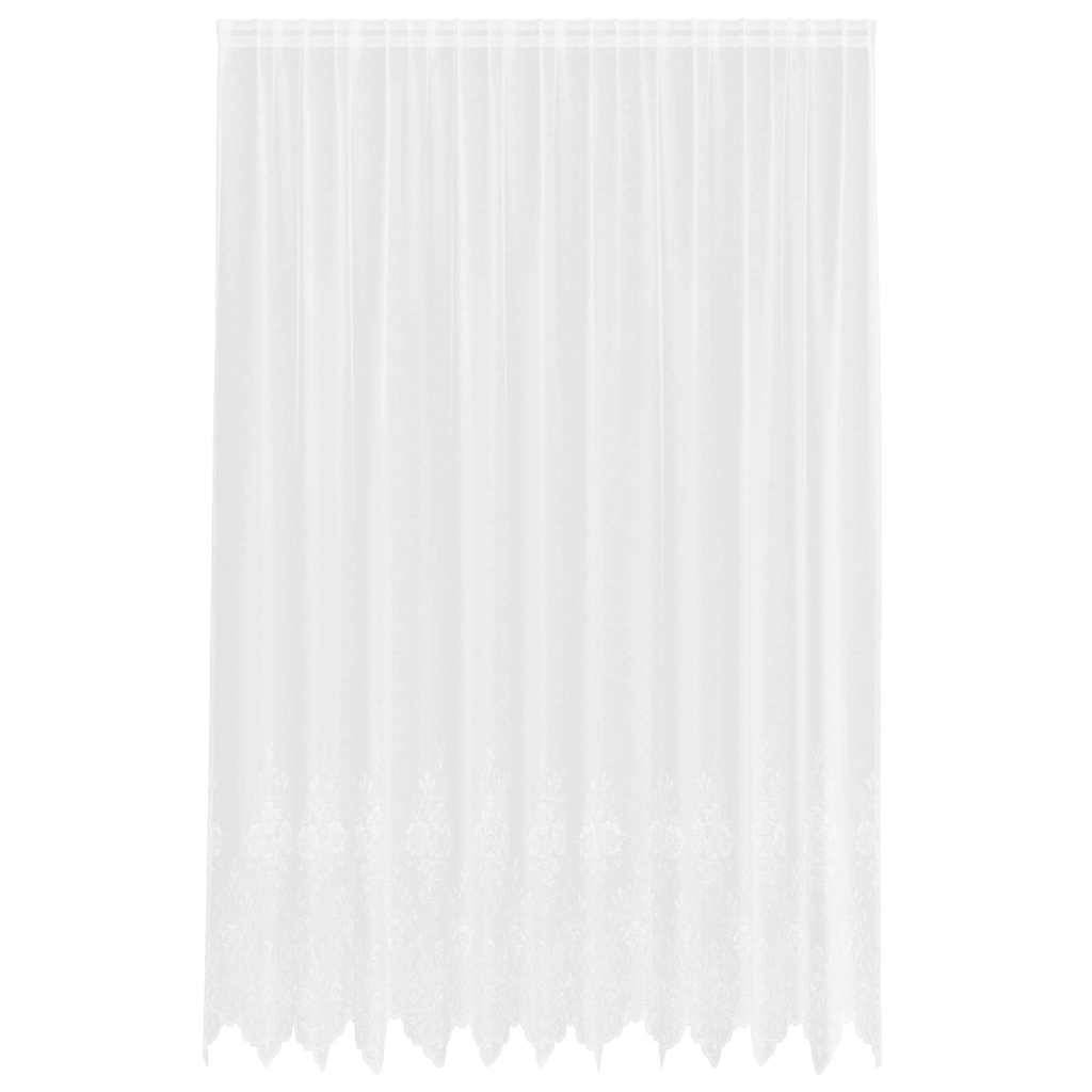 vidaXL Spitzenvorhang mit Vorhängen Floral Weiß 260 x 300 cm Polyester