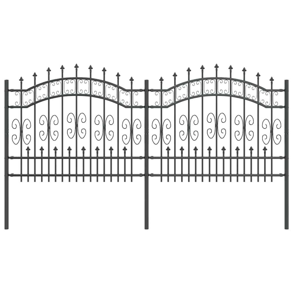 vidaXL Gartenzaun Grau 240 x 140 cm Pulverbeschichteter Stahl