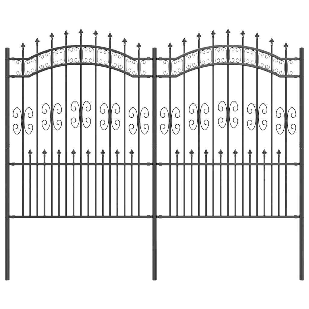 vidaXL Gartenzaun Kampen Grau 240 x 202,5 cm Pulverbeschichteter Stahl