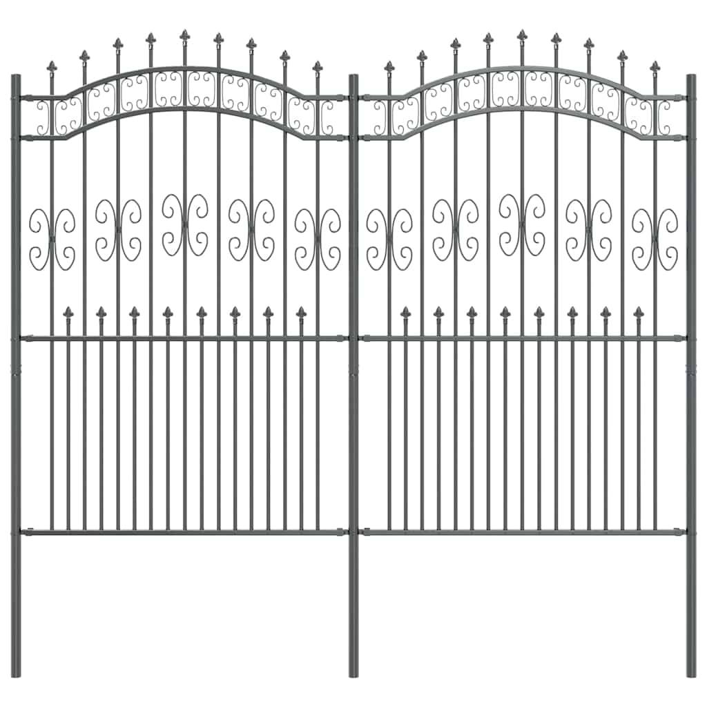 vidaXL Gartenzaun Kampen Grau 240 x 228 cm Pulverbeschichteter Stahl
