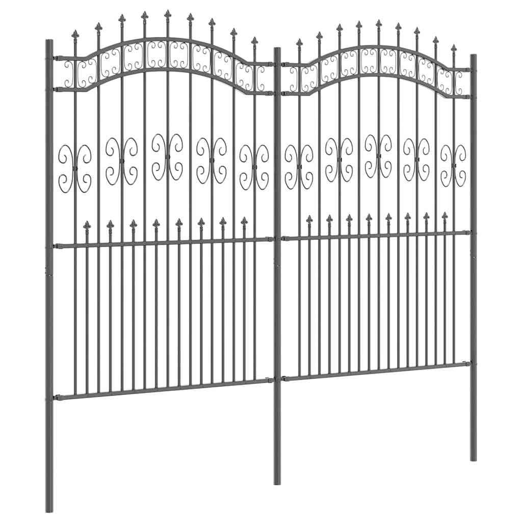 vidaXL Gartenzaun Kampen Grau 240 x 228 cm Pulverbeschichteter Stahl