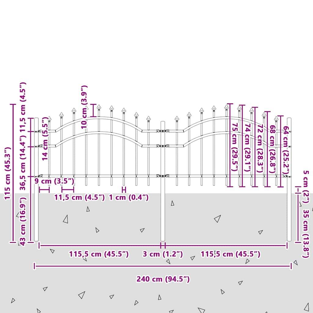 vidaXL Gartenzaun Woerden Weiß 240 x 115 cm Pulverbeschichteter Stahl