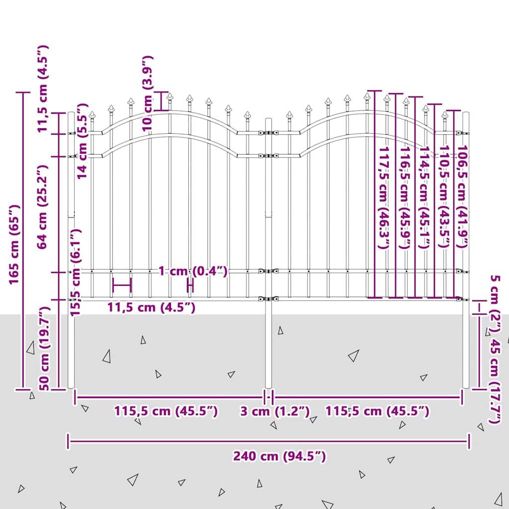 vidaXL Gartenzaun Woerden Weiß 240 x 165 cm Pulverbeschichteter Stahl