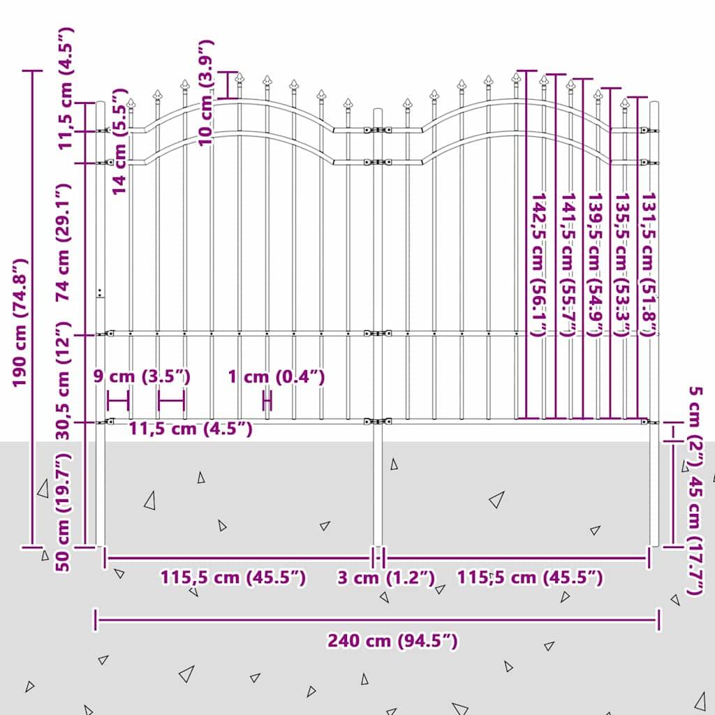 vidaXL Gartenzaun Woerden Weiß 240 x 190 cm Pulverbeschichteter Stahl