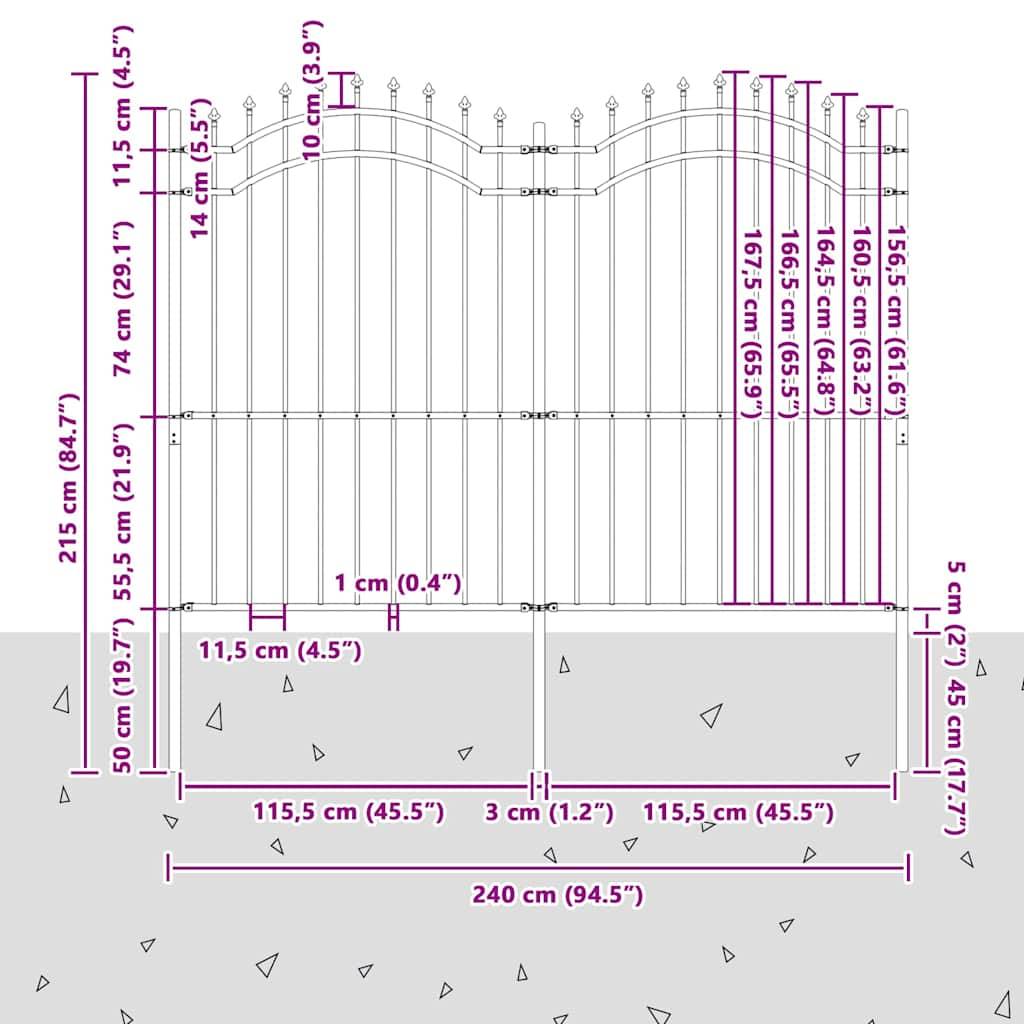 vidaXL Gartenzaun Woerden Weiß 240 x 215 cm Pulverbeschichteter Stahl
