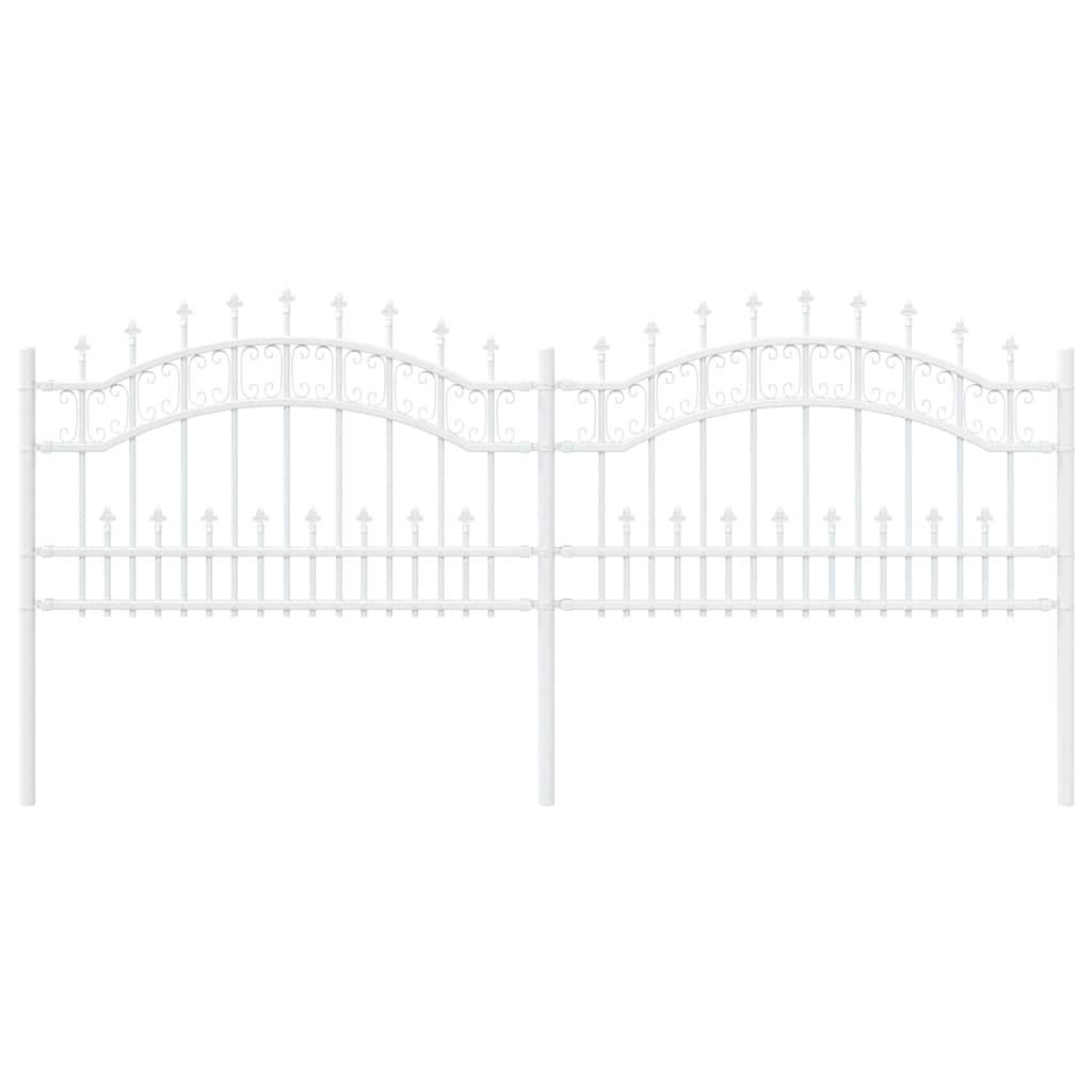 vidaXL Gartenzaun Kampen Weiß 240 x 118 cm Pulverbeschichteter Stahl