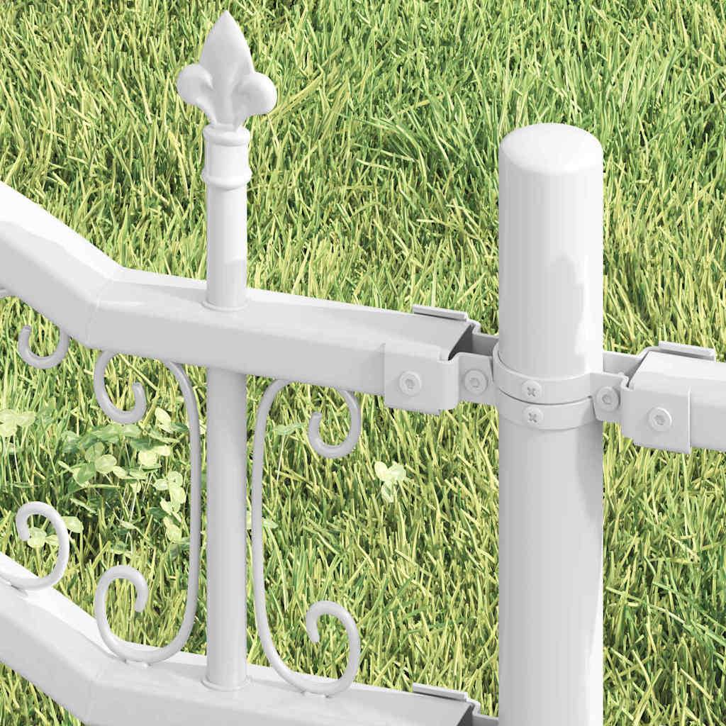 vidaXL Gartenzaun Kampen Weiß 240 x 118 cm Pulverbeschichteter Stahl
