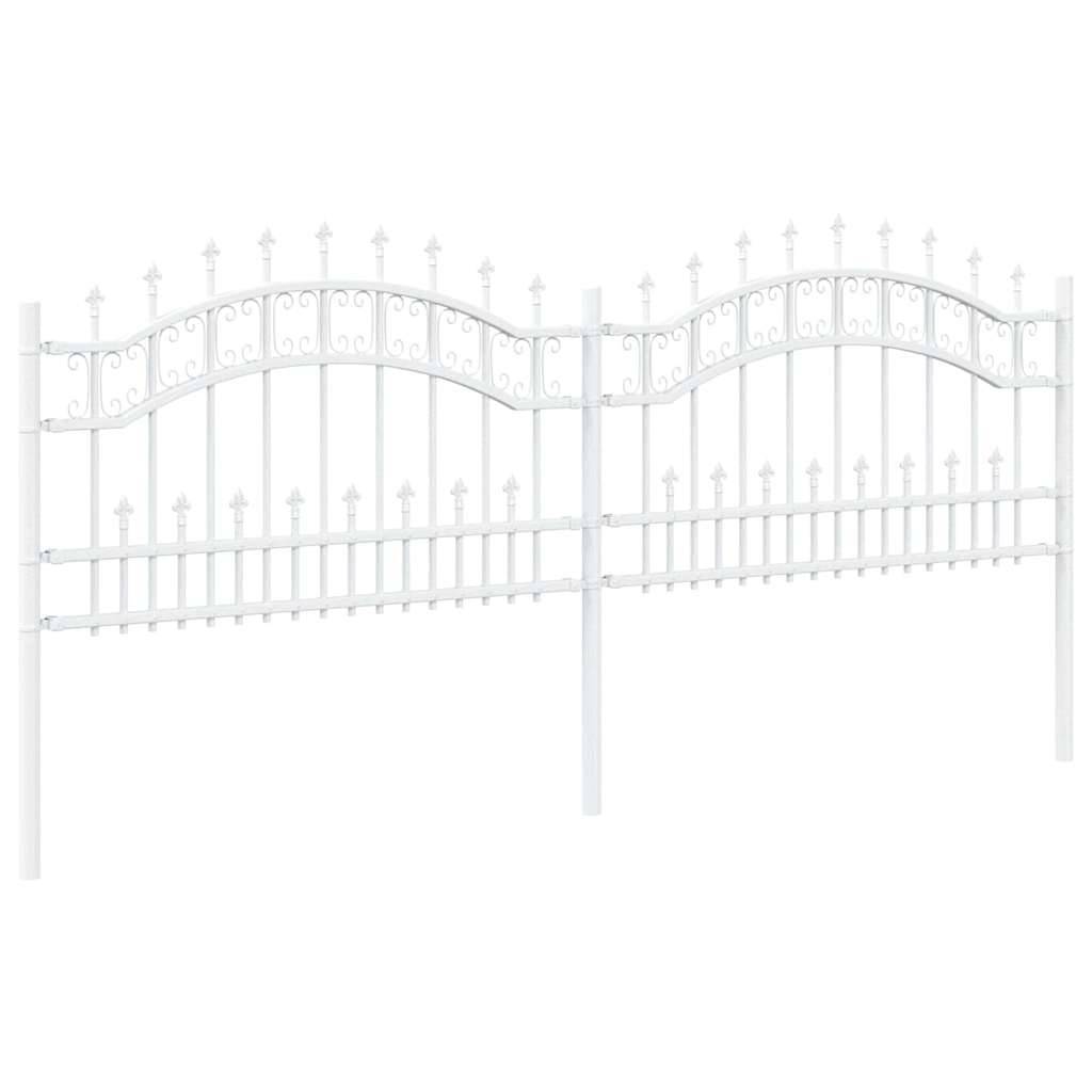vidaXL Gartenzaun Kampen Weiß 240 x 118 cm Pulverbeschichteter Stahl