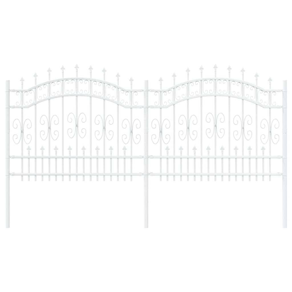 vidaXL Gartenzaun Kampen Weiß 240 x 140 cm Pulverbeschichteter Stahl