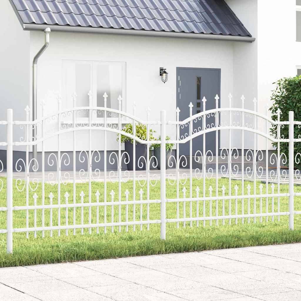 vidaXL Gartenzaun Kampen Weiß 240 x 140 cm Pulverbeschichteter Stahl