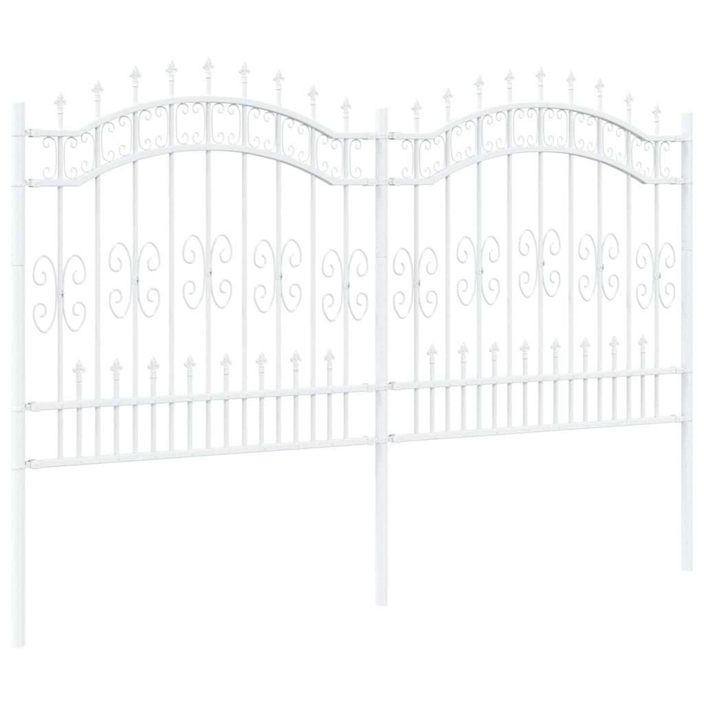 vidaXL Gartenzaun Kampen Weiß 240 x 166 cm Pulverbeschichteter Stahl
