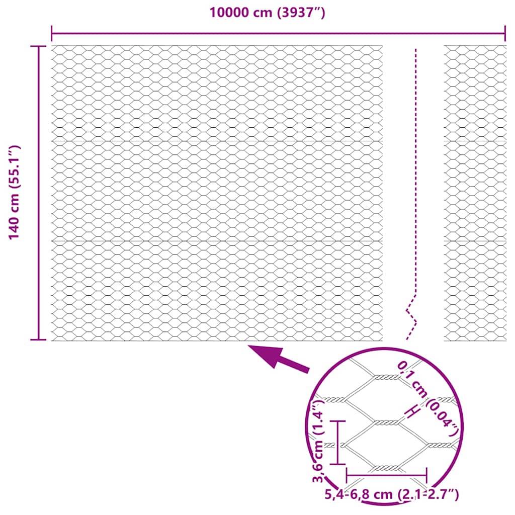 vidaXL Hexagonzaun Grau 1,4 x 100 m PVC