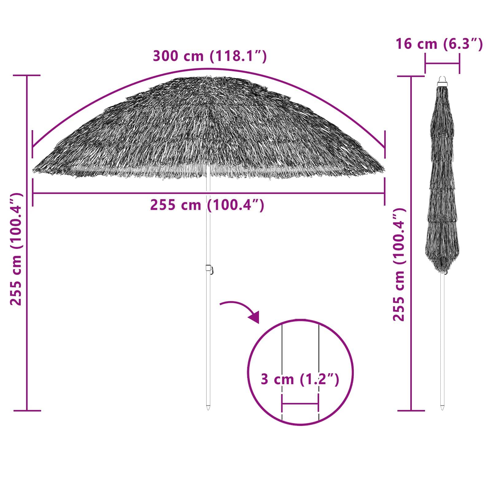 vidaXL Garten-Sonnenschirm Natur 255 x 255 x 255 cm