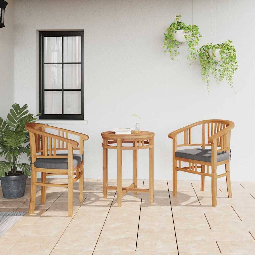 vidaXL Stuhl mit Kissen 2 pcs Braun 63 x 58 x 89 cm Massivholz Teak