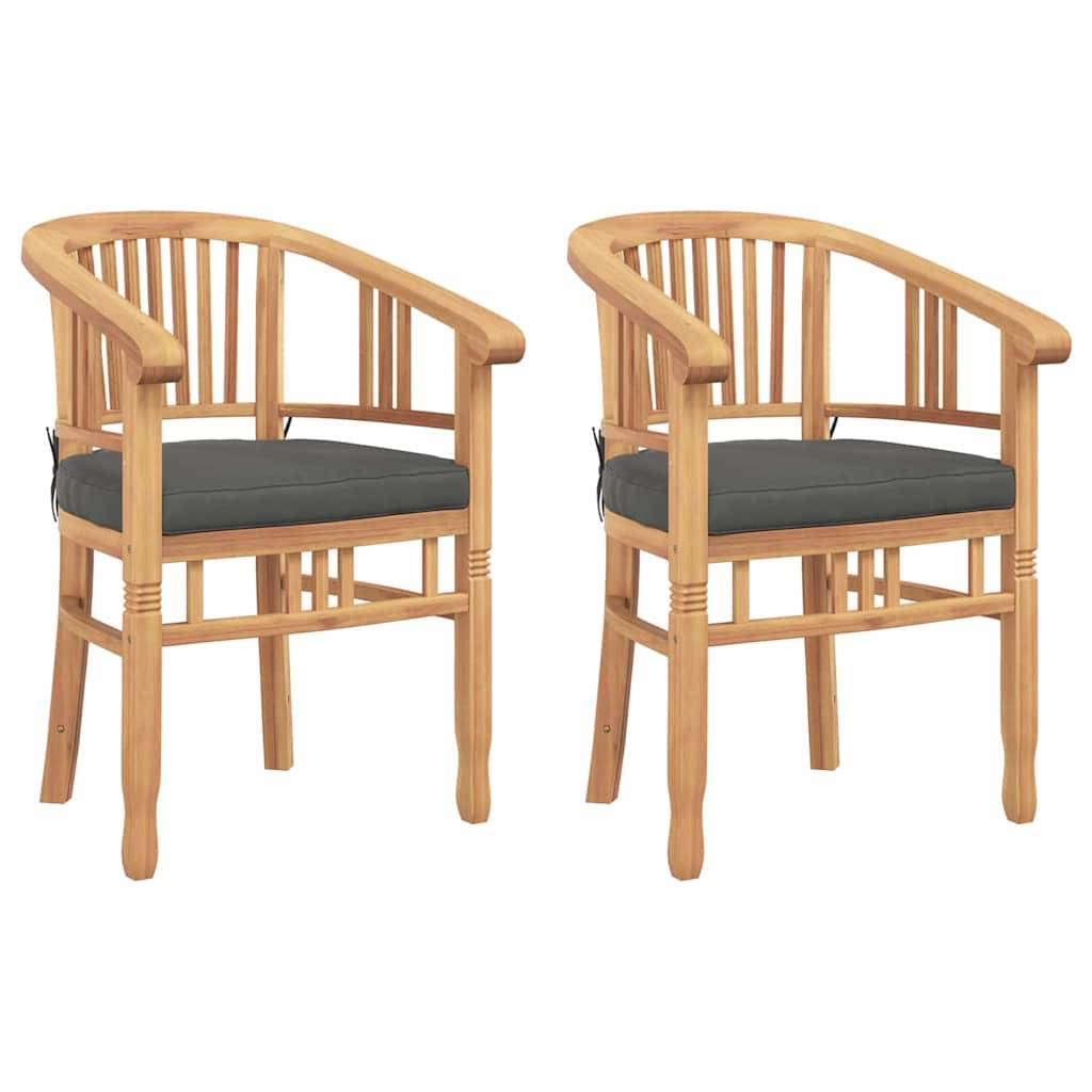 vidaXL Stuhl mit Kissen 2 pcs Braun 63 x 58 x 89 cm Massivholz Teak