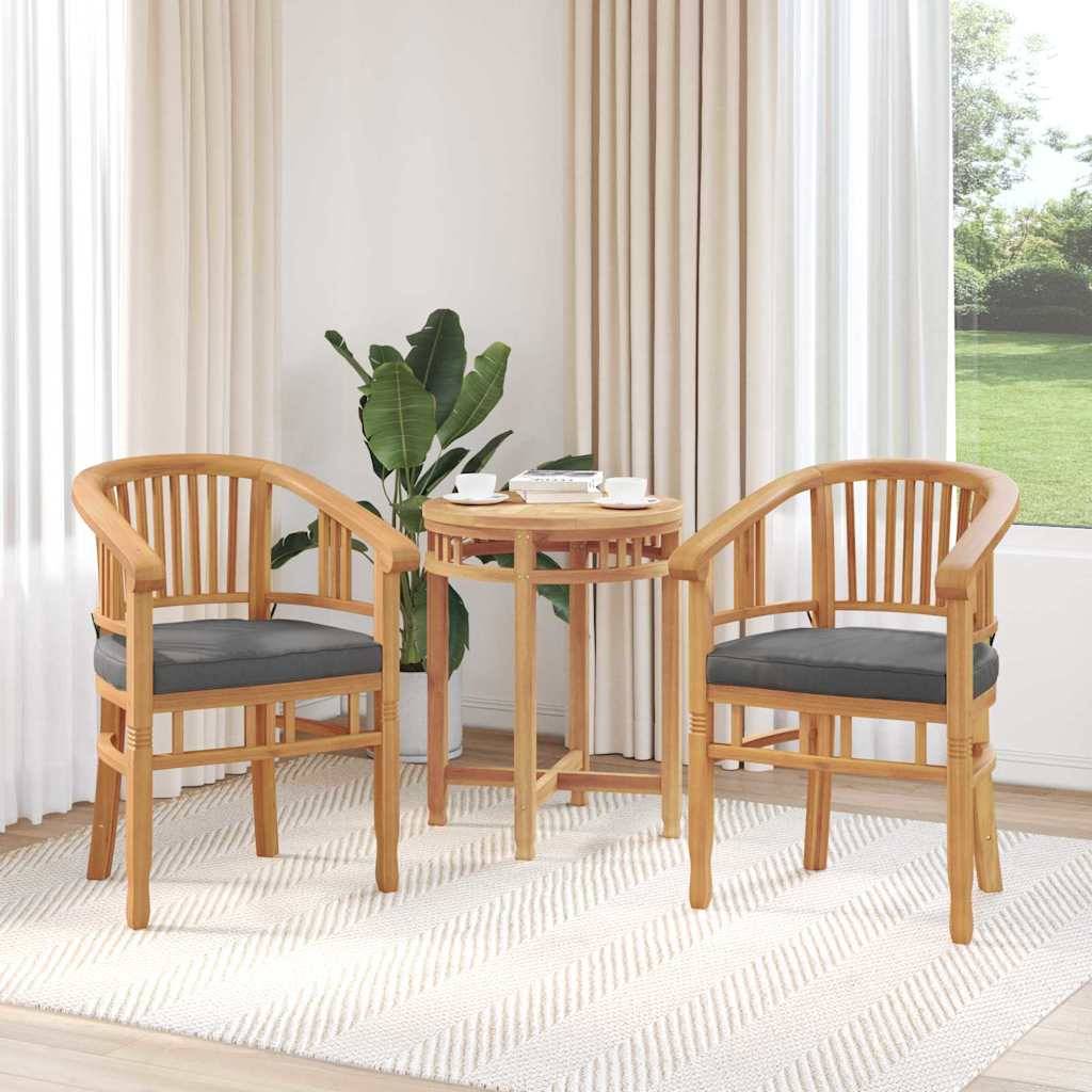 vidaXL Stuhl mit Kissen 2 pcs Braun 63 x 58 x 89 cm Massivholz Teak
