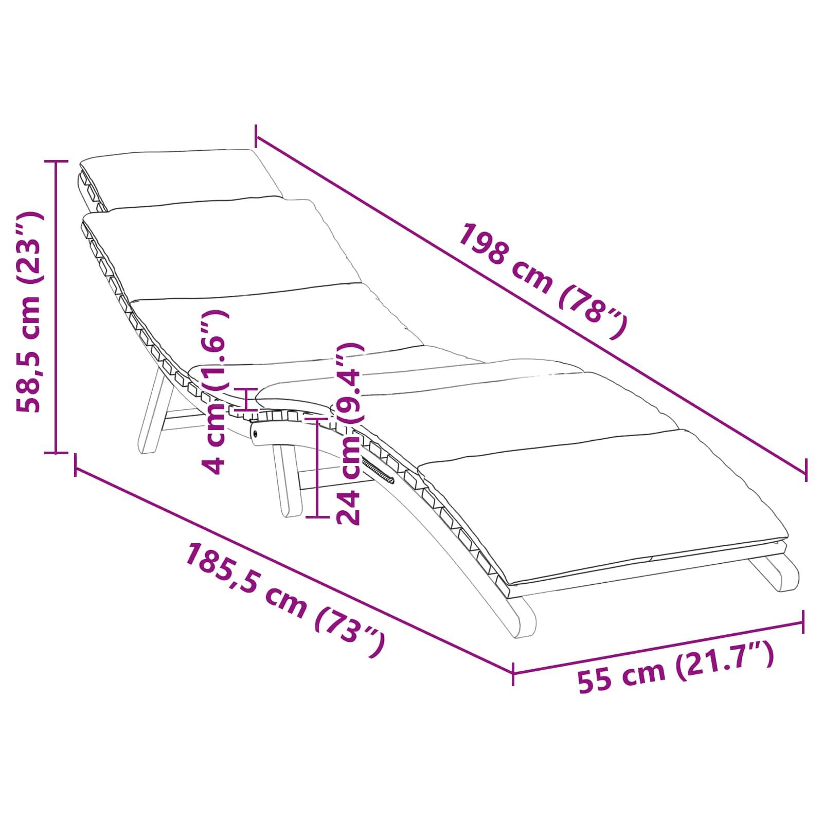 Abbildung eines Lounge-Stuhls mit Maßen: Höhe 58,5 cm (23