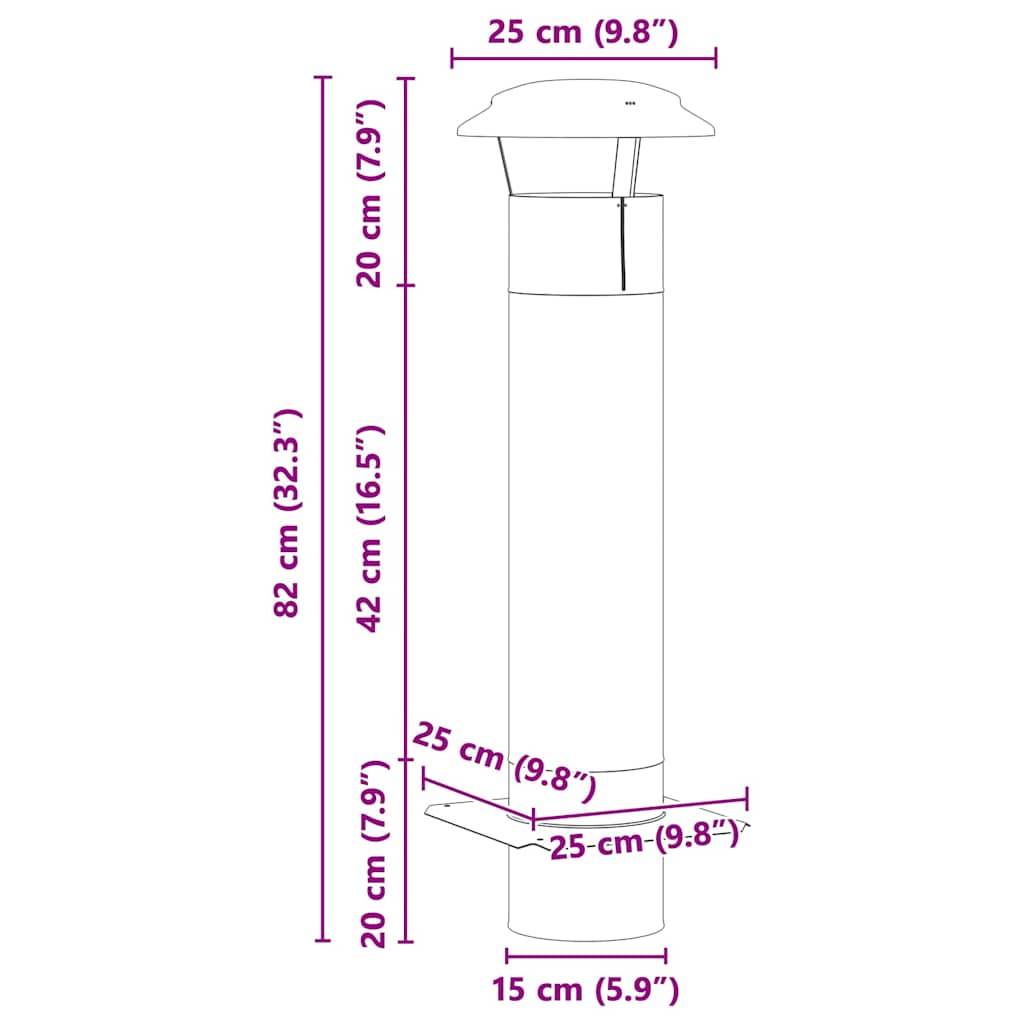 vidaXL Kaminverlängerung Silber 25 x 25 x 82 cm Edelstahl