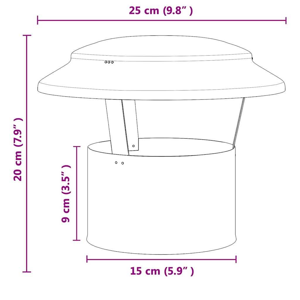 vidaXL Regenabdeckung Schornstein Silber 25 x 25 x 20 cm Edelstahl