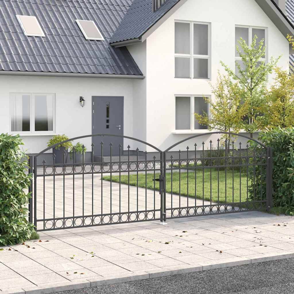 vidaXL Zauntor Assen 401 x 175,5 cm Stahl Grau Abschließbar