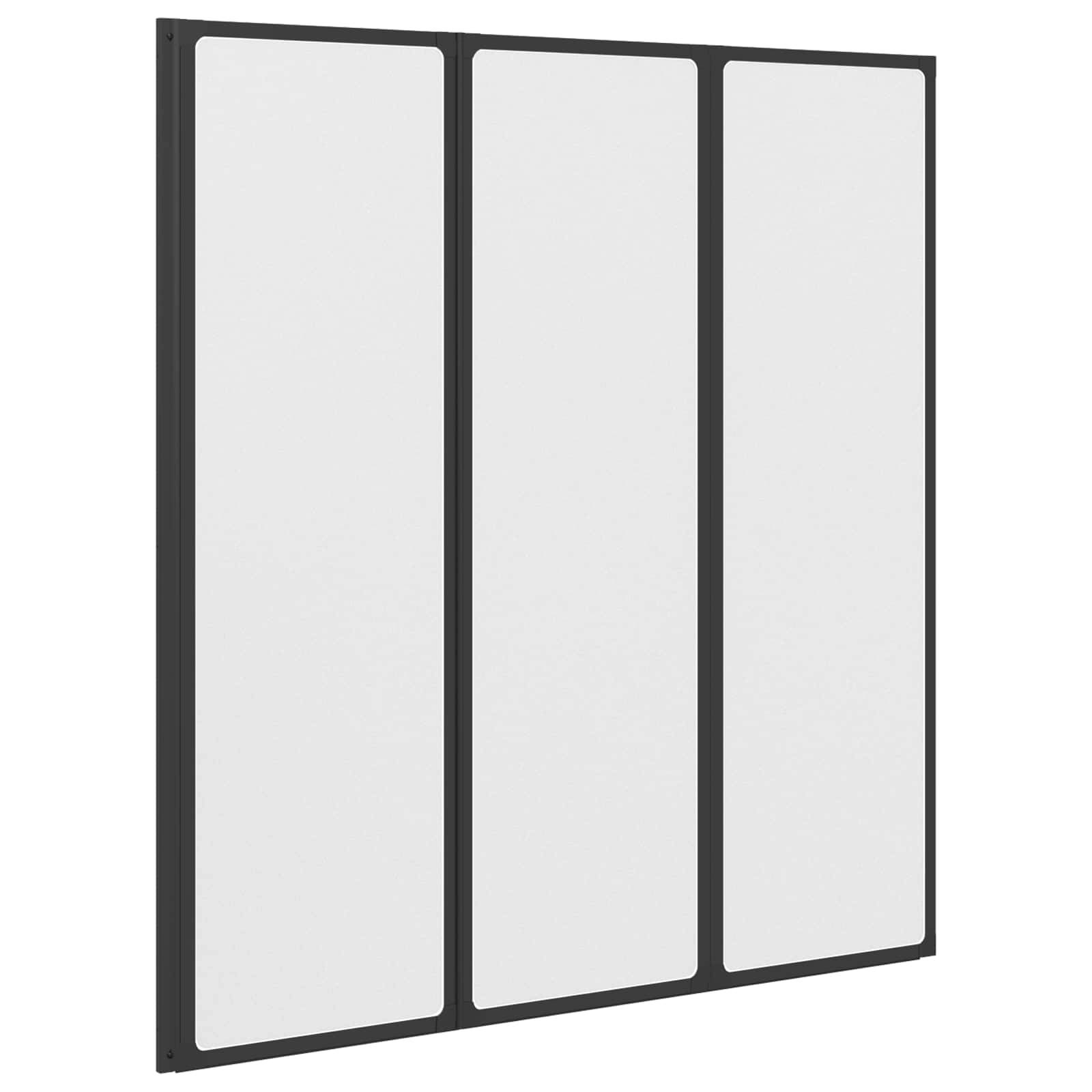 vidaXL Duschwand Schwarz 132 x 2 x 140 cm Aluminium und PP