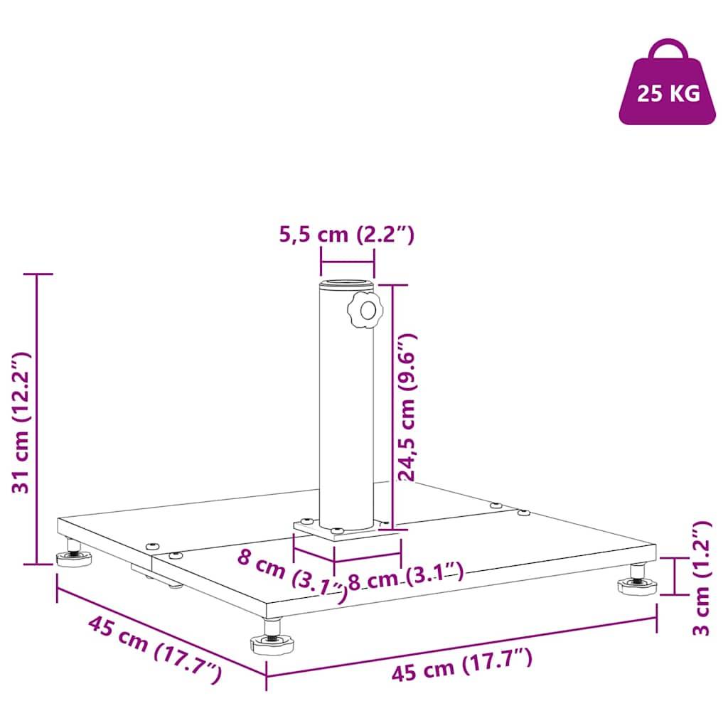 vidaXL Sonnenschirmständer Schwarz 45 x 45 x 31 cm