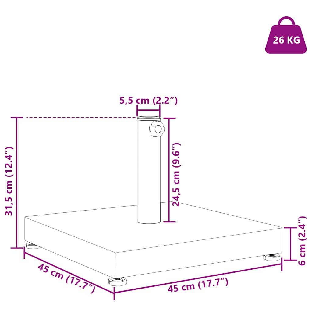vidaXL Sonnenschirmständer Schwarz 45 x 45 x 31,5 cm