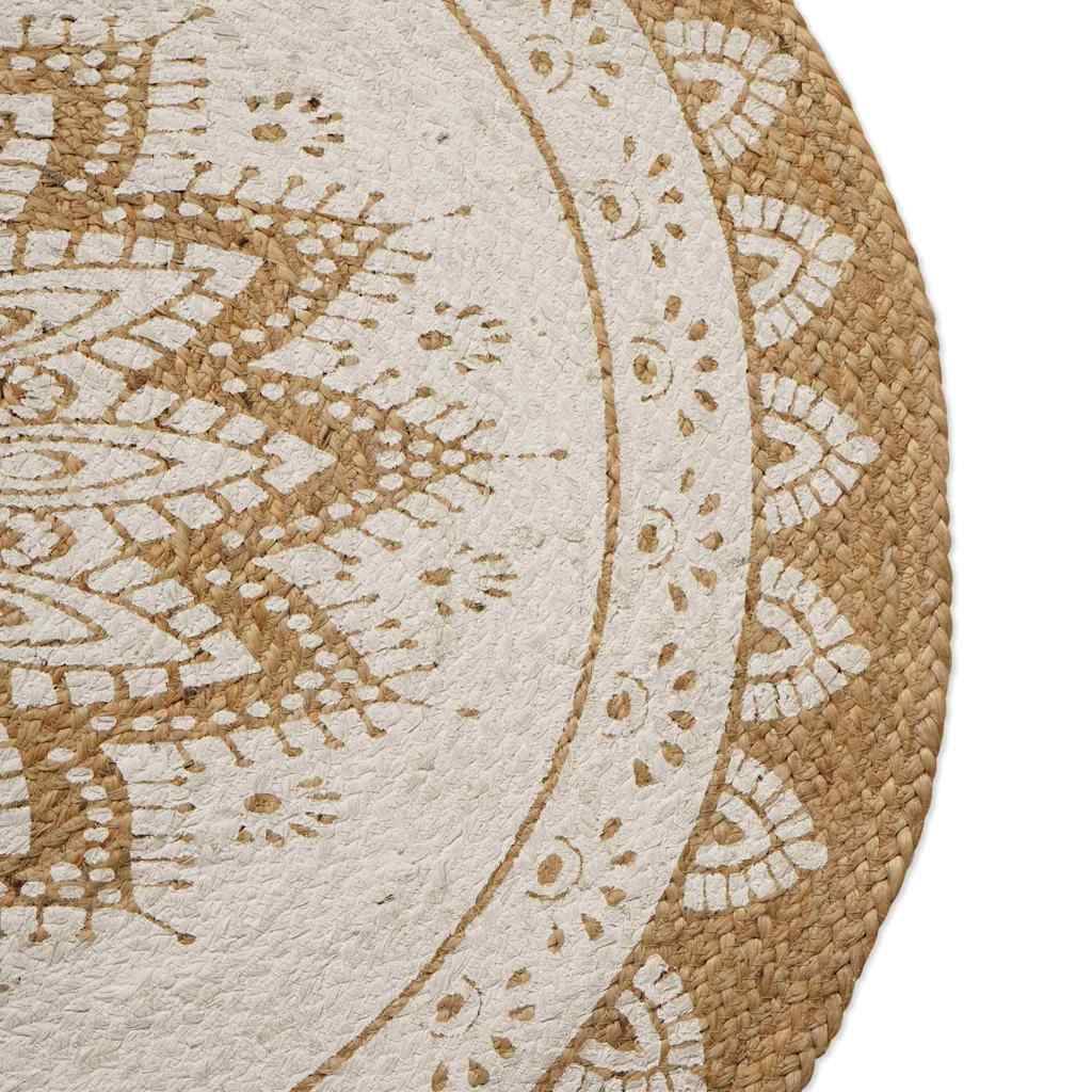 vidaXL Jute Teppich Floral Natur 100 x 152 cm Jute