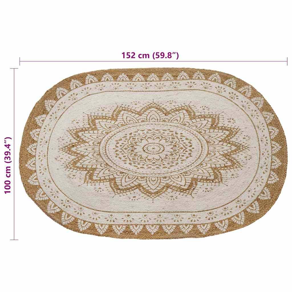 vidaXL Bereichsteppiche Floral Natur mit weißem Druck 100 x 152 cm