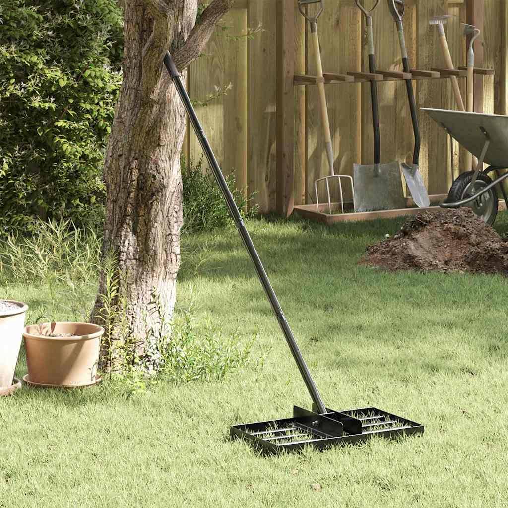 vidaXL Gartenrechen Schwarz 45 x 25 x 200 cm Pulverbeschichteter Stahl