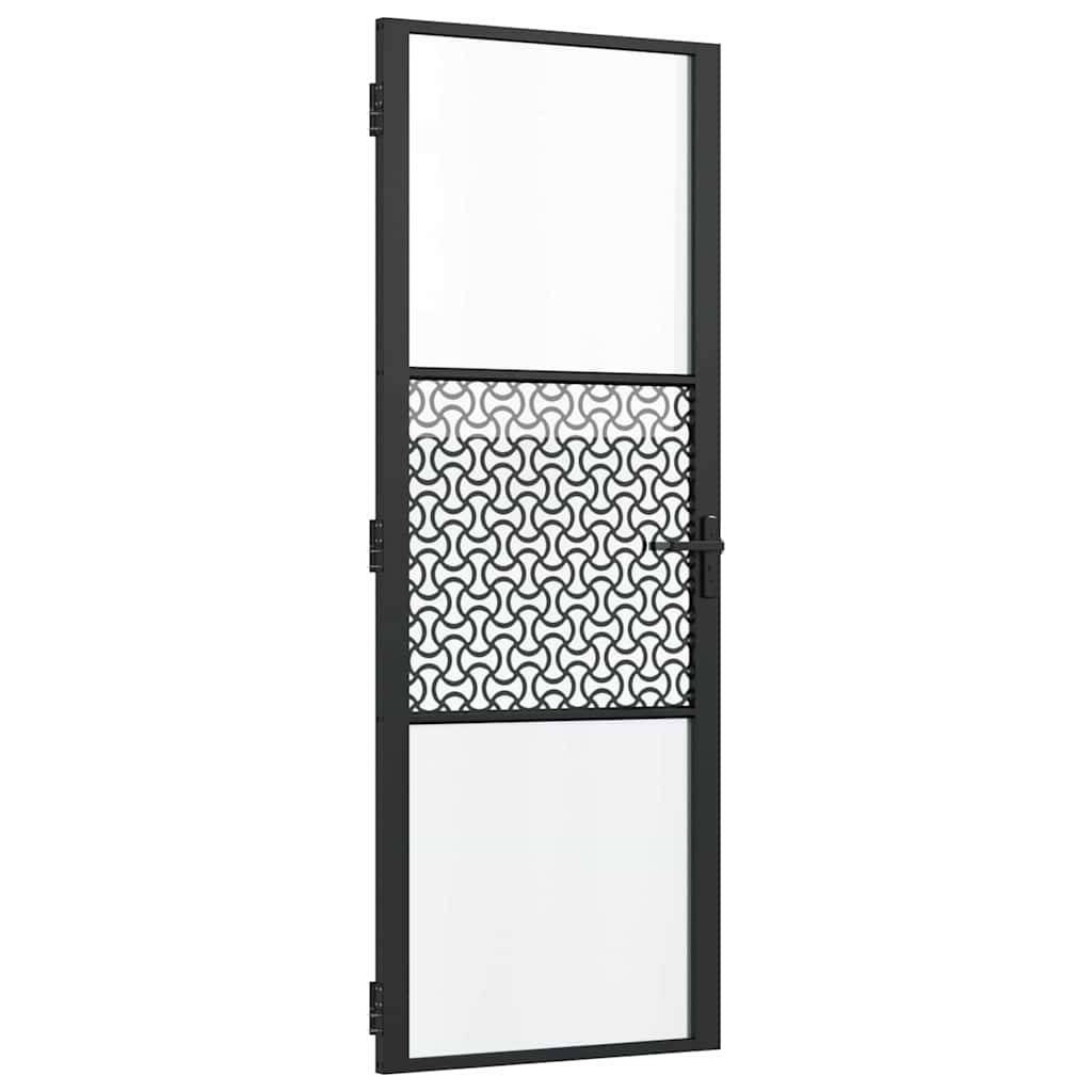 vidaXL Glastür Schwarz 76 x 3,5 x 201,5 cm Aluminium