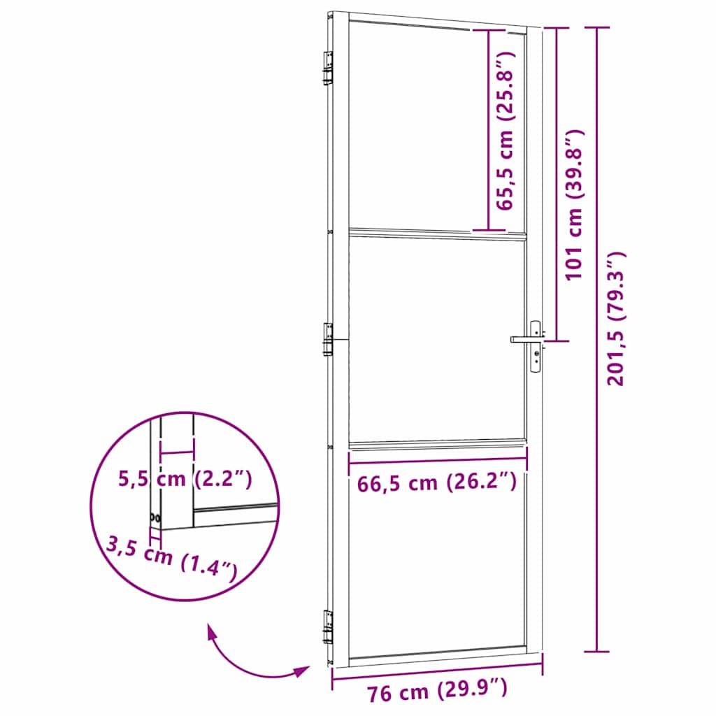 vidaXL Glastür Gestreift Schwarz 76 x 3.5 x 201.5 cm Aluminium