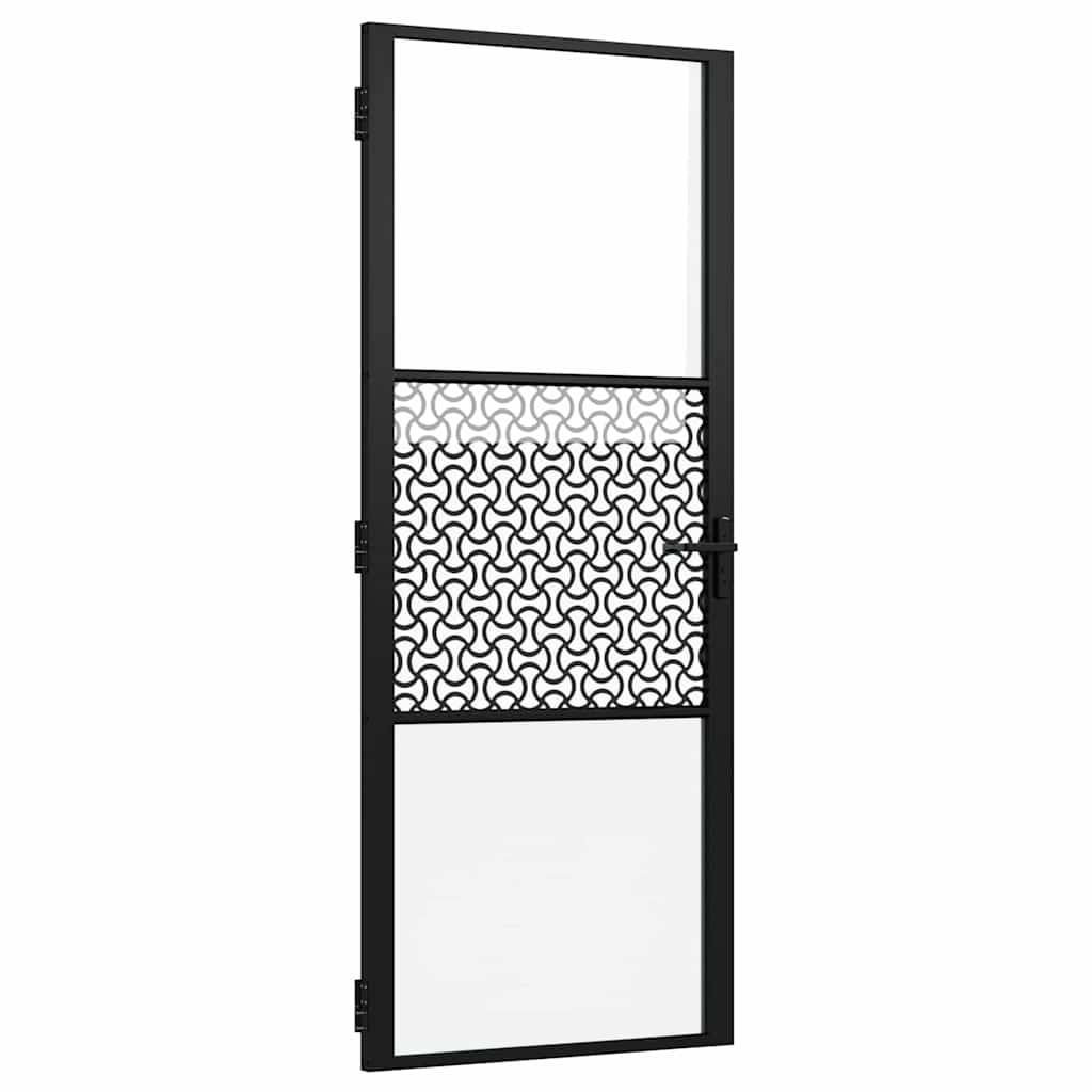 vidaXL Glastür Schwarz 83 x 3,5 x 201,5 cm Aluminium