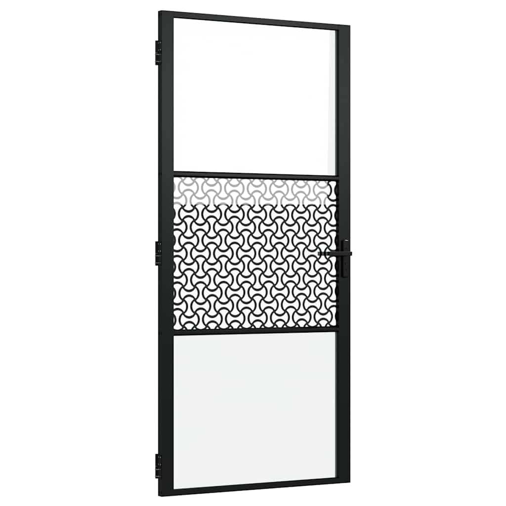 vidaXL Glastür Schwarz 93 x 3,5 x 201,5 cm Aluminium