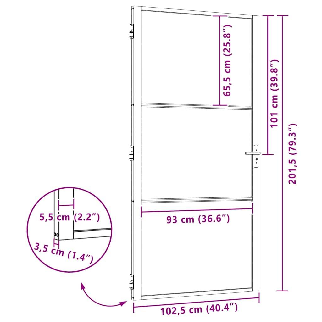 vidaXL Glastür Schwarz 102,5 x 3,5 x 201,5 cm Aluminium