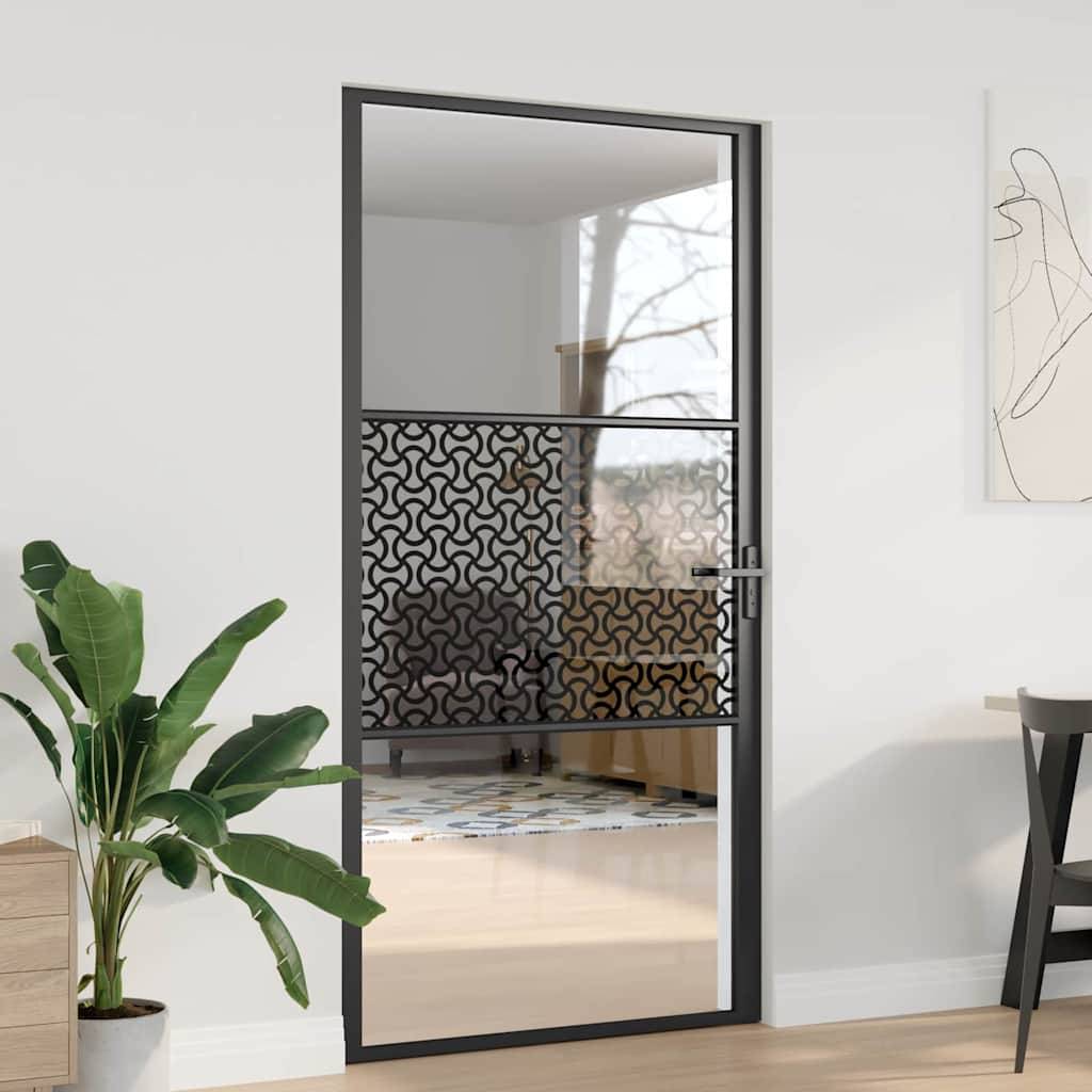 vidaXL Glastür Schwarz 102,5 x 3,5 x 201,5 cm Aluminium
