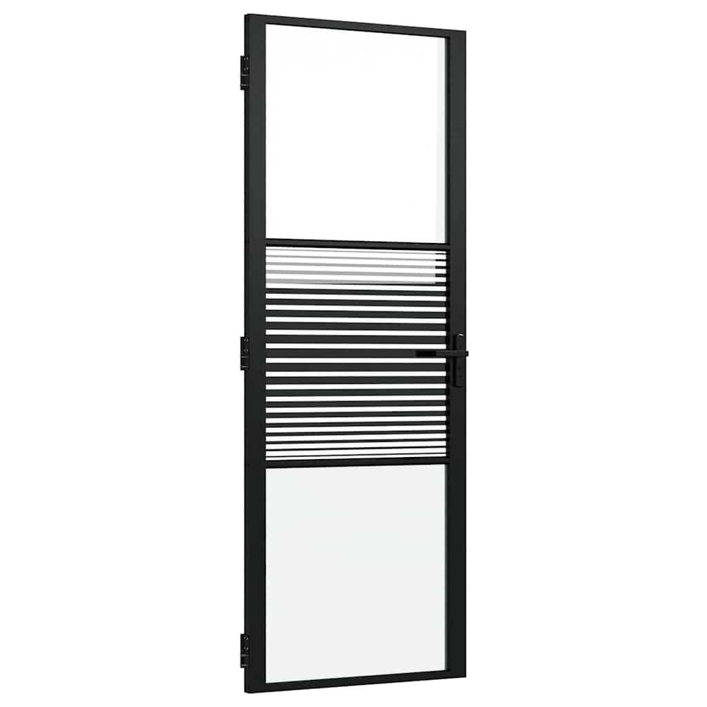 vidaXL Glastür Gestreift Schwarz 76 x 3.5 x 201.5 cm Aluminium