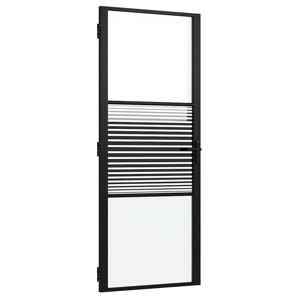 vidaXL Glastür Gestreift Schwarz 83 x 3,5 x 201,5 cm Aluminium