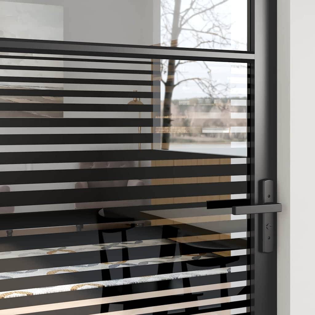 vidaXL Glastür Gestreift Schwarz 83 x 3,5 x 201,5 cm Aluminium