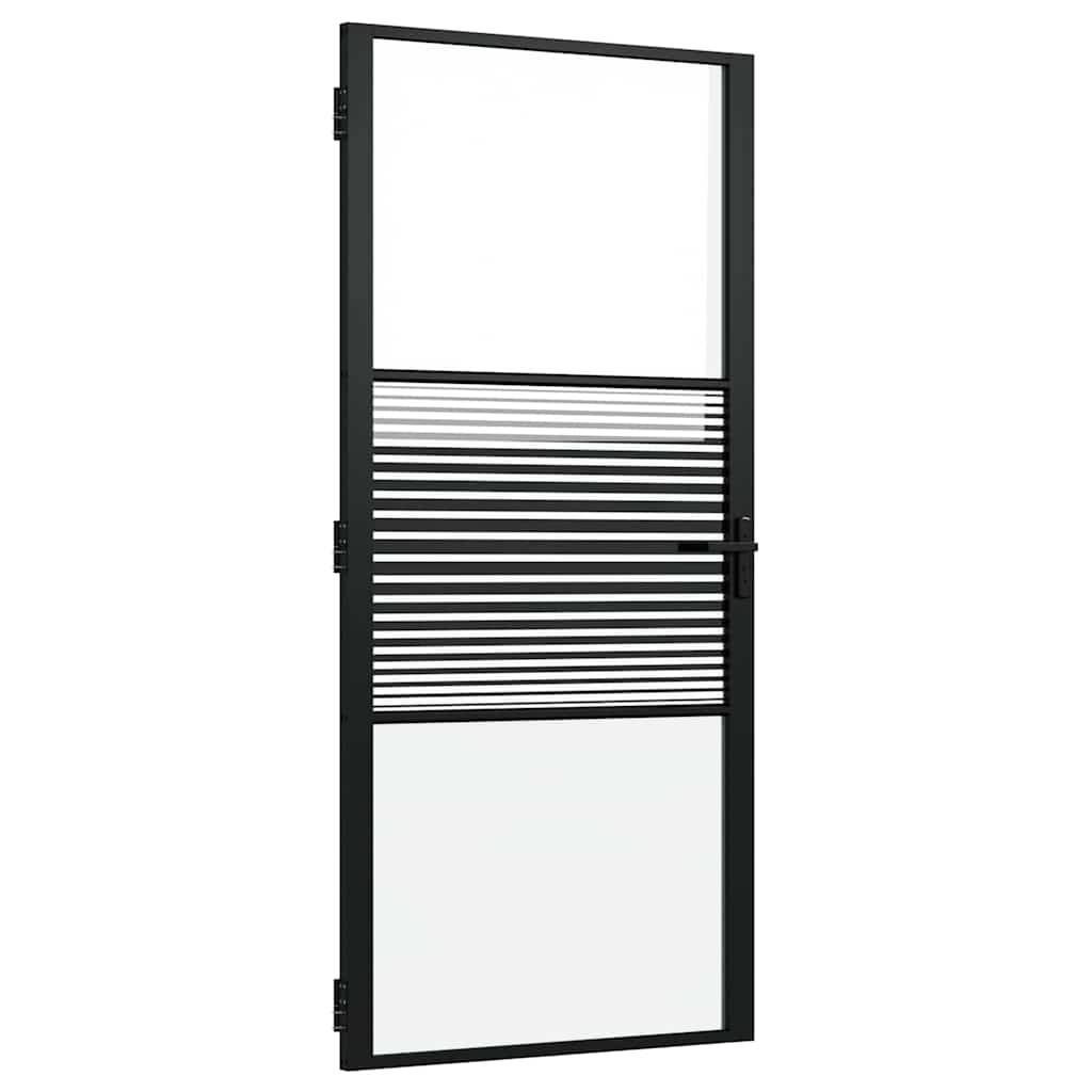 vidaXL Glastür Gestreift Schwarz 93 x 3,5 x 201,5 cm Aluminium