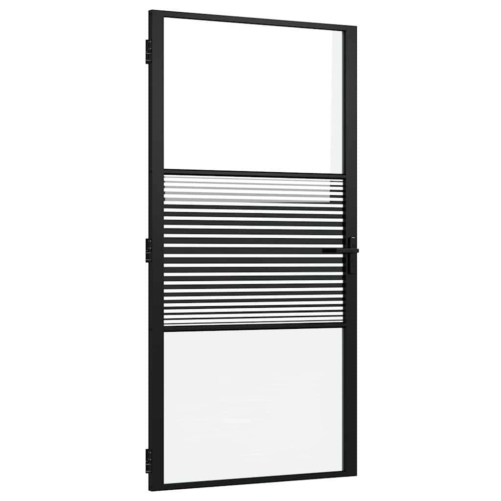 vidaXL Glastür Gestreift Schwarz 102,5 x 3,5 x 201,5 cm Aluminium