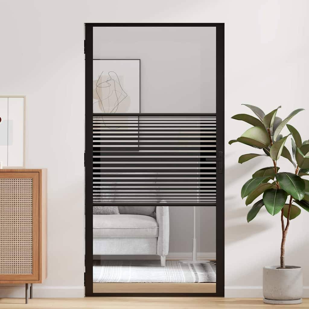 vidaXL Glastür Gestreift Schwarz 102,5 x 3,5 x 201,5 cm Aluminium