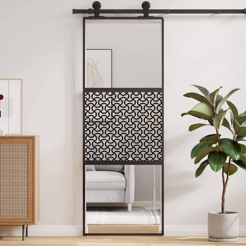 vidaXL Glastür Schwarz 76 x 2 x 205 cm Aluminium