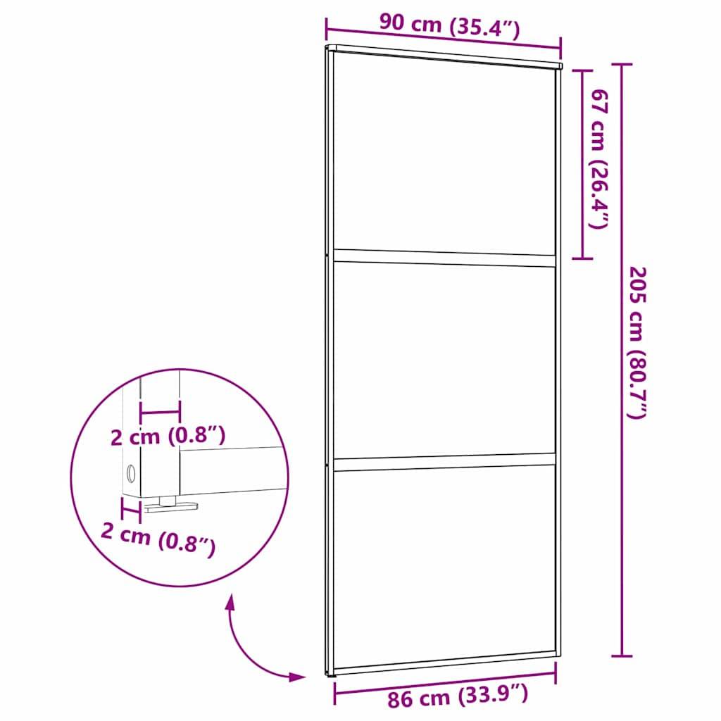 vidaXL Glastür Schwarz 90 x 2 x 205 cm Aluminium