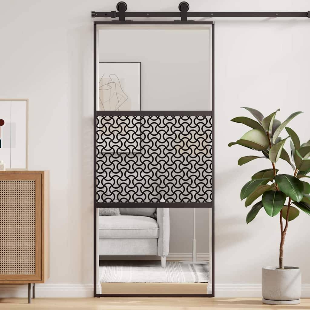 vidaXL Glastür Schwarz 90 x 2 x 205 cm Aluminium