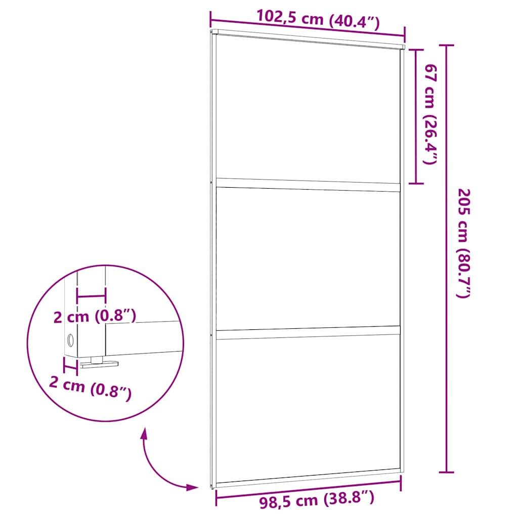 vidaXL Glastür Gestreift Schwarz 102,5 x 2 x 205 cm Aluminium