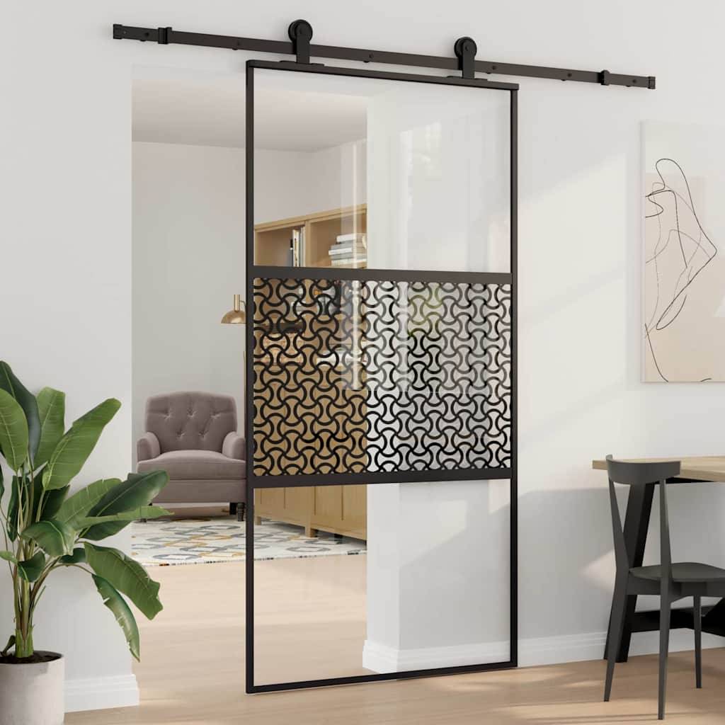 vidaXL Glastür Schwarz 102,5 x 2 x 205 cm Aluminium