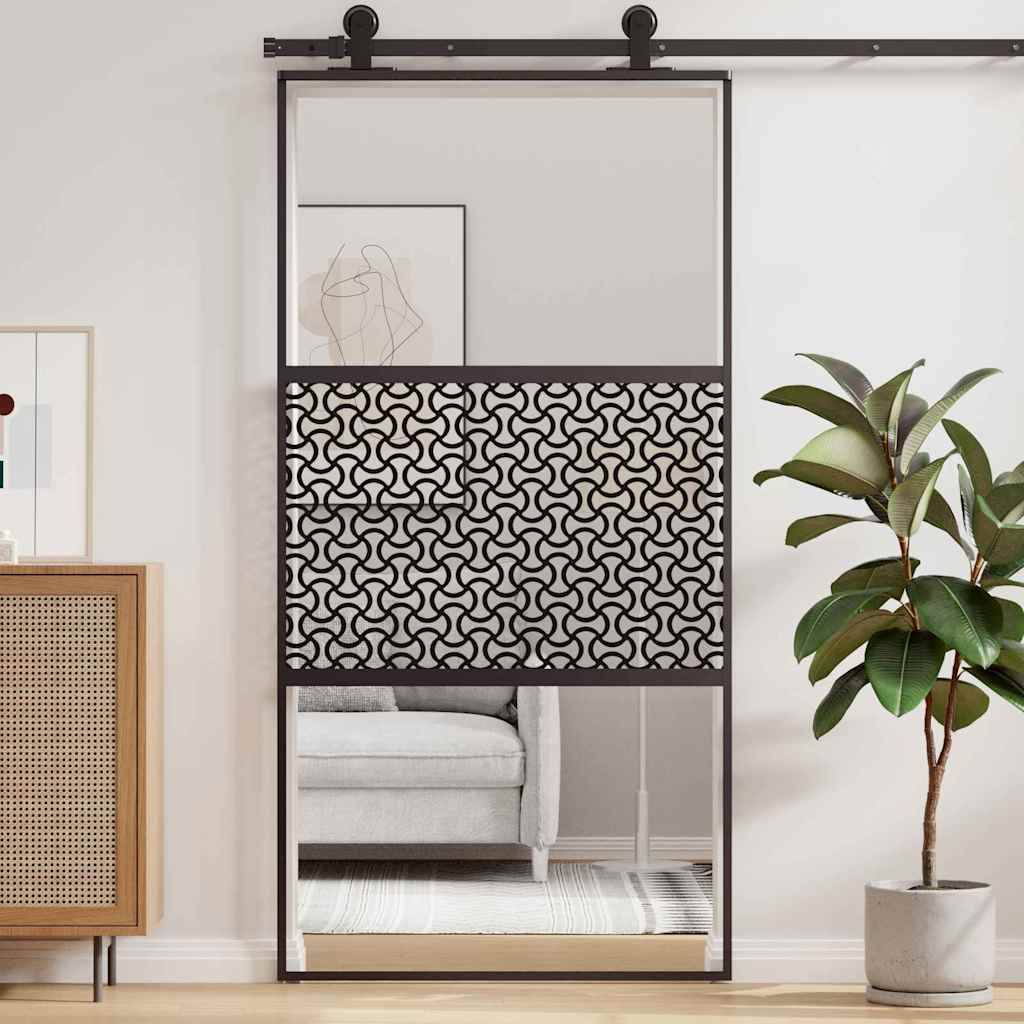 vidaXL Glastür Schwarz 102,5 x 2 x 205 cm Aluminium